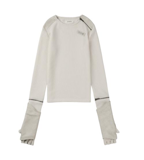 Detachable Zipper Leather Top (Ivory)