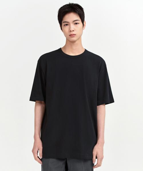 릴렉스 핏 크루 넥 반팔 티셔츠 [블랙]