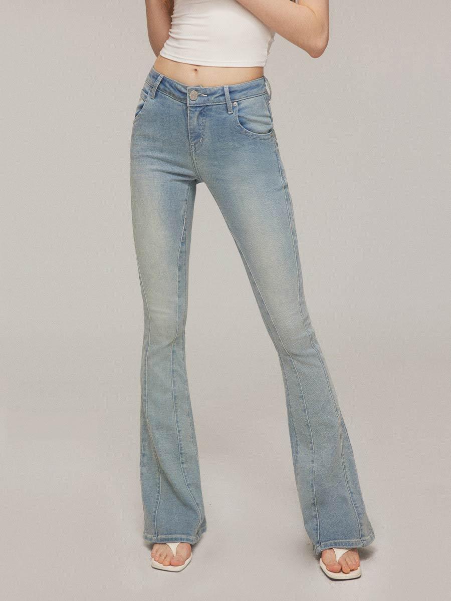 [MESS STUDIO] Flared touch up low denim pants
