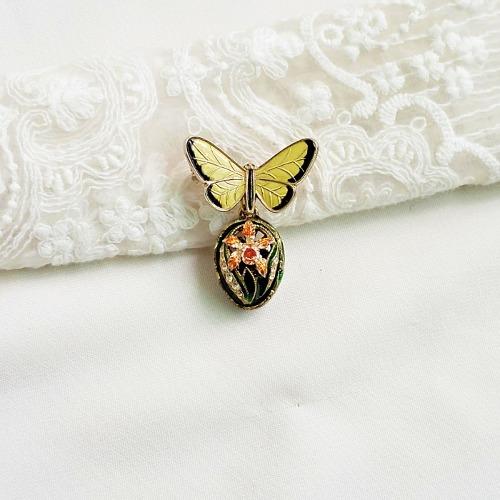 (송키) 에나멜 나비 에그 참 브로치