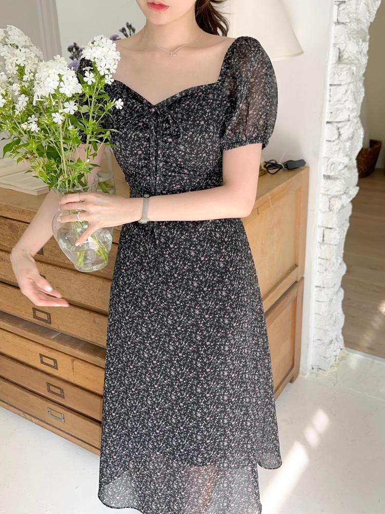 레이니 플로럴 셔링 원피스 2color