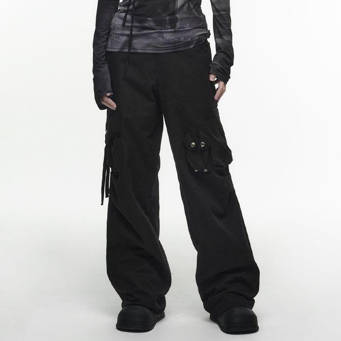 STRAP CARGO PANTS (UNISEX) BLACK