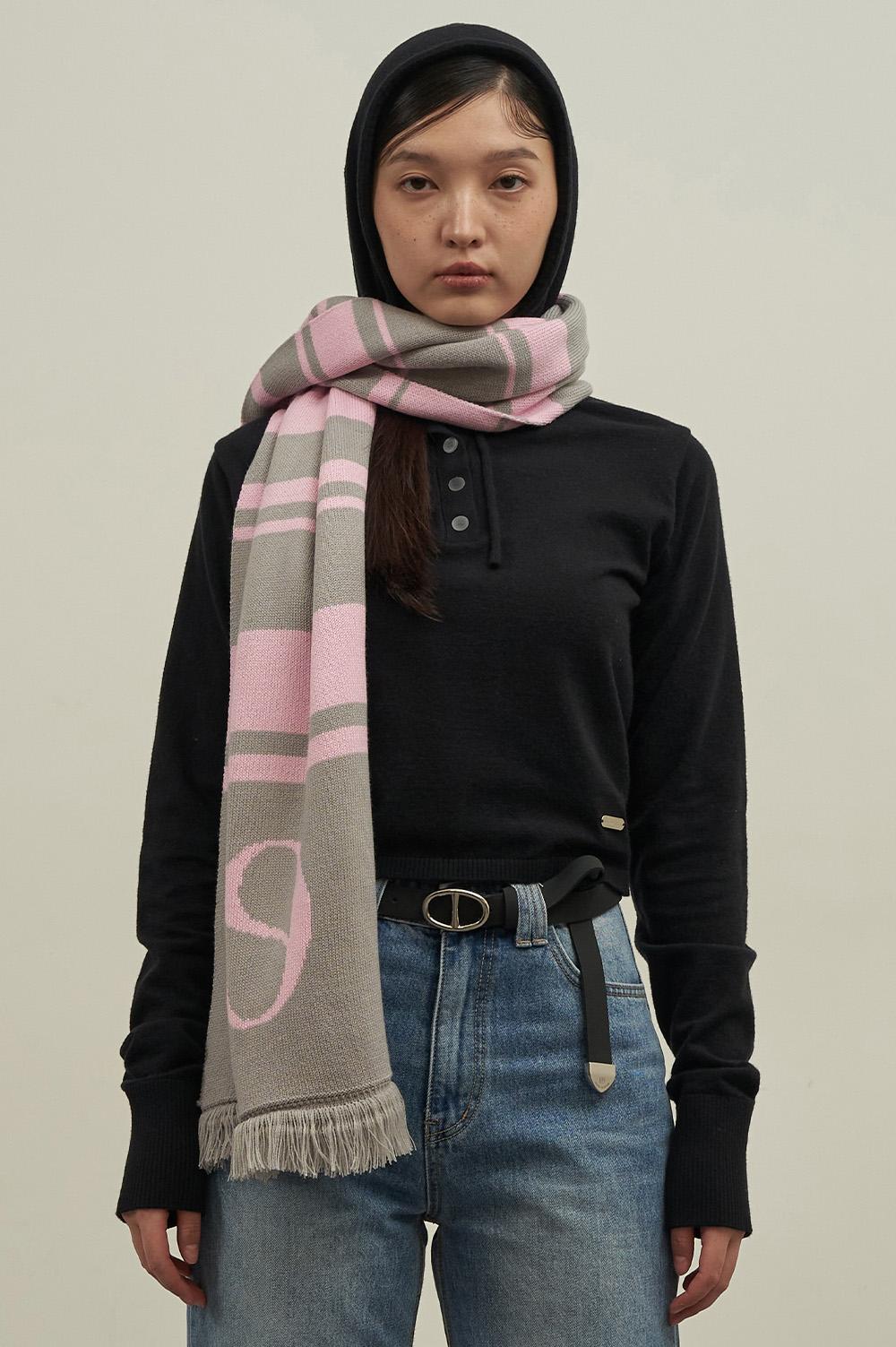 [11/28 예약발송]129 스트라이프 머플러 핑크 그레이