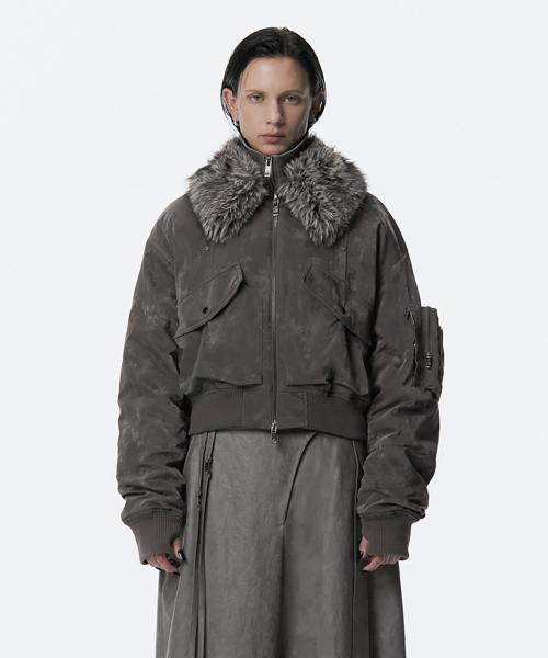 Fur Collar MA-1 Jumper [ Charcoal ]