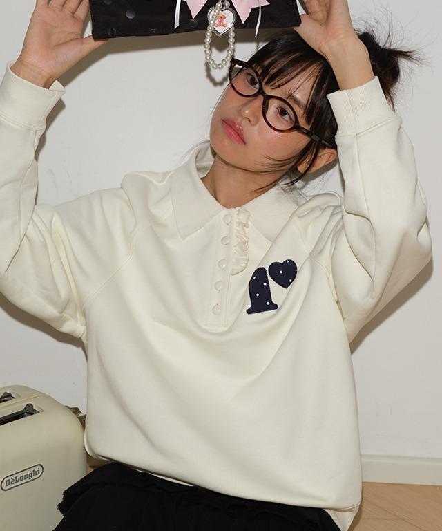 [10/17 순차배송] DOT R FRILL COLLAR SWEATSHIRT CREAM