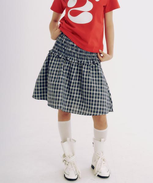 투웨이 퍼프 벌룬 탑 하이 멀티 체크 미니 스커트