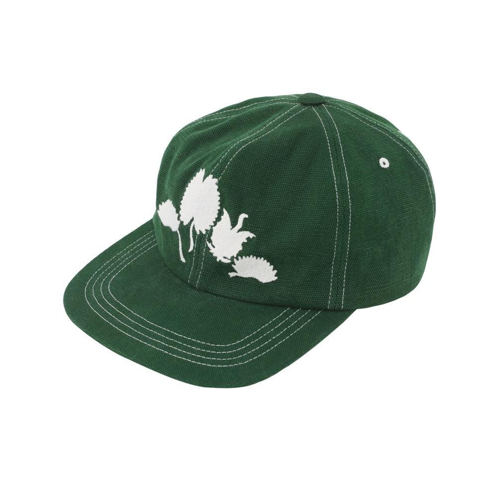 Flower embroidered Cap- Green
