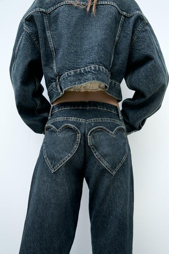 JEANS TRF 스트레이트 하트 미드라이즈