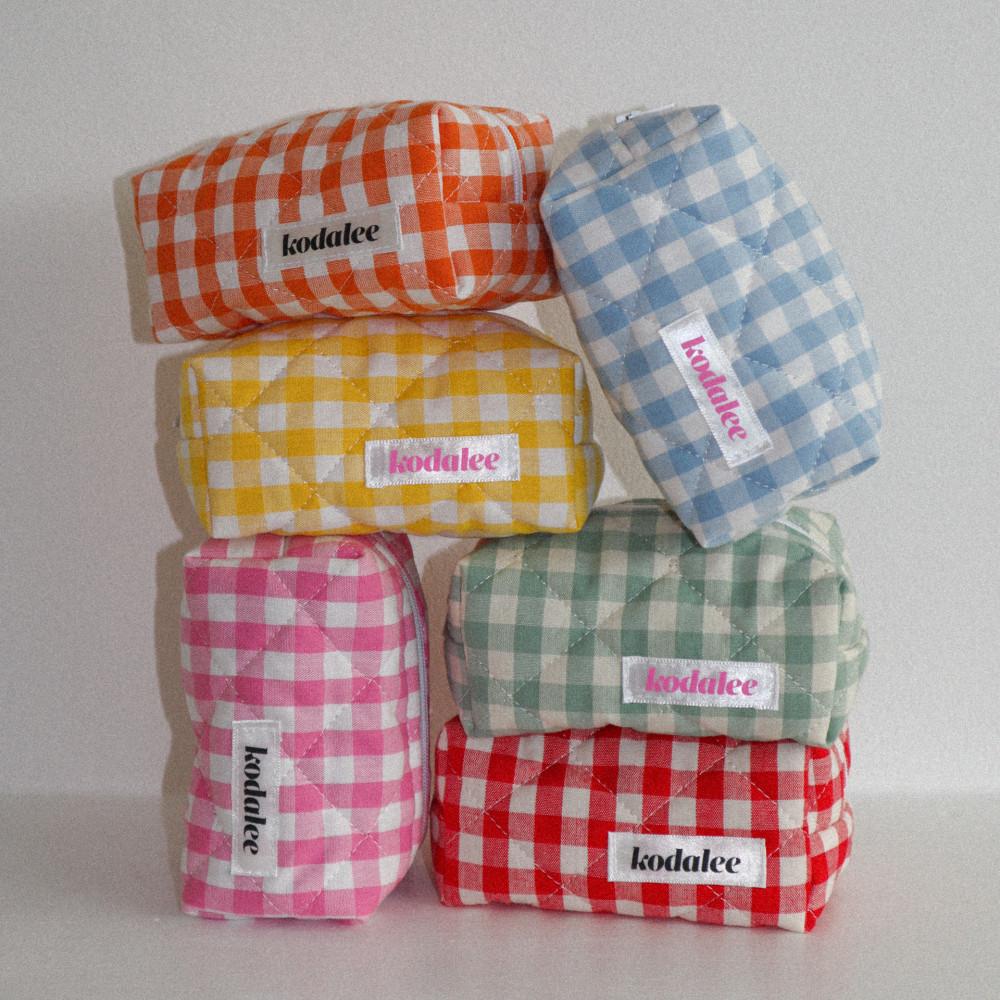 Mini Gingham Box Pouch 미니 깅엄 박스 파우치 화장품 생리대 지퍼 박스