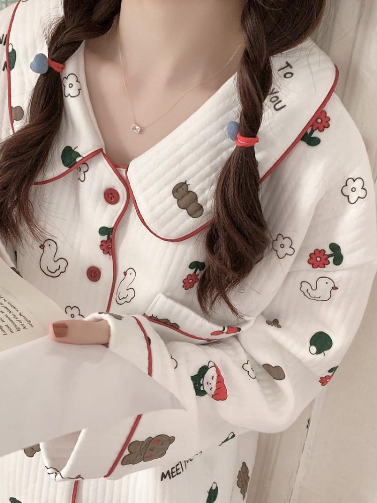 [누빔잠옷] 귀여운 오리잠옷 겨울잠옷 우정 수면