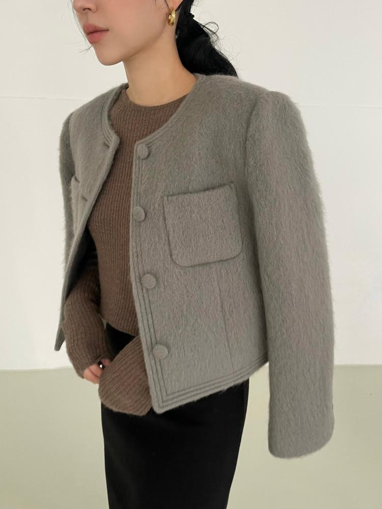 BUTTON MOHAIR JK 모헤어 크롭 윈터 자켓