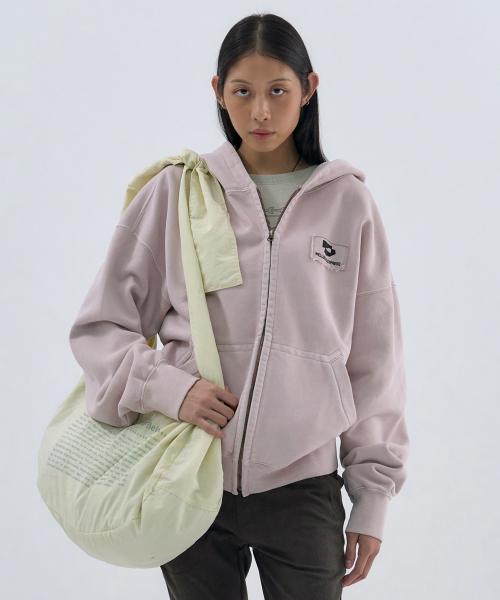 Logo Patch Zipup Hoodie Pink