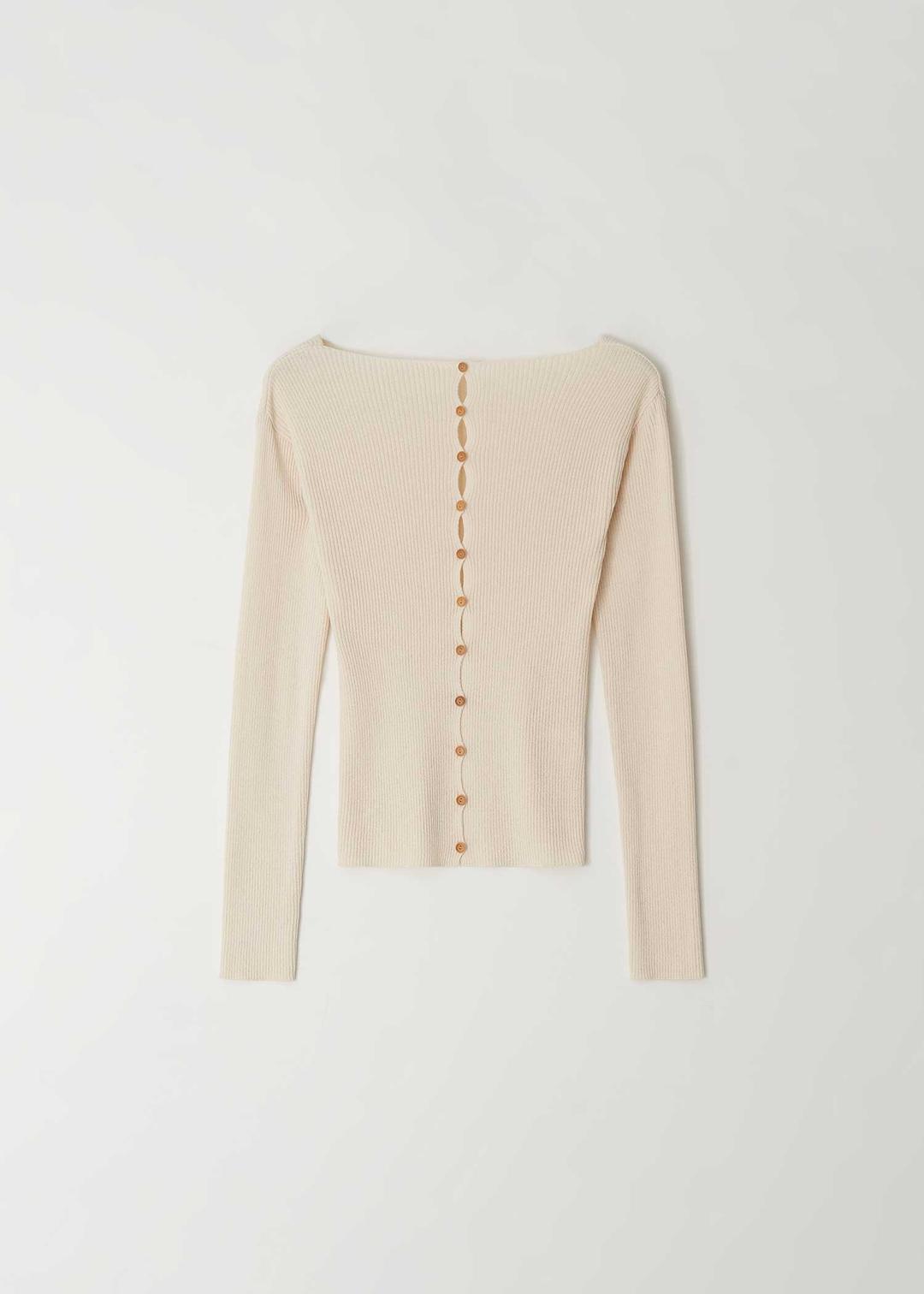 Boat-neck Button Cardigan(Cream)