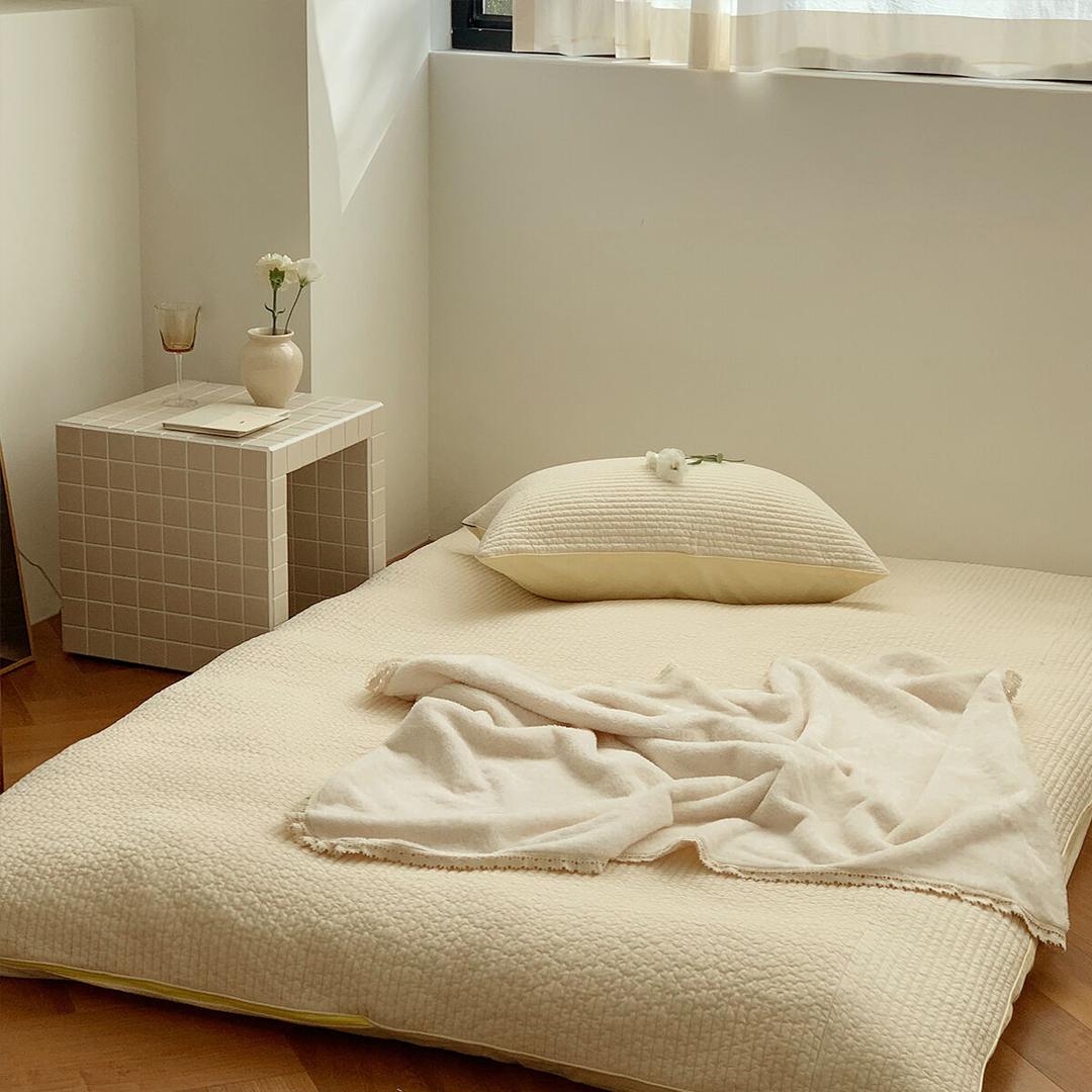 피그먼트 누비 통통 먼지 없이 부드러운 사계절 요세트 - 크림아이보리