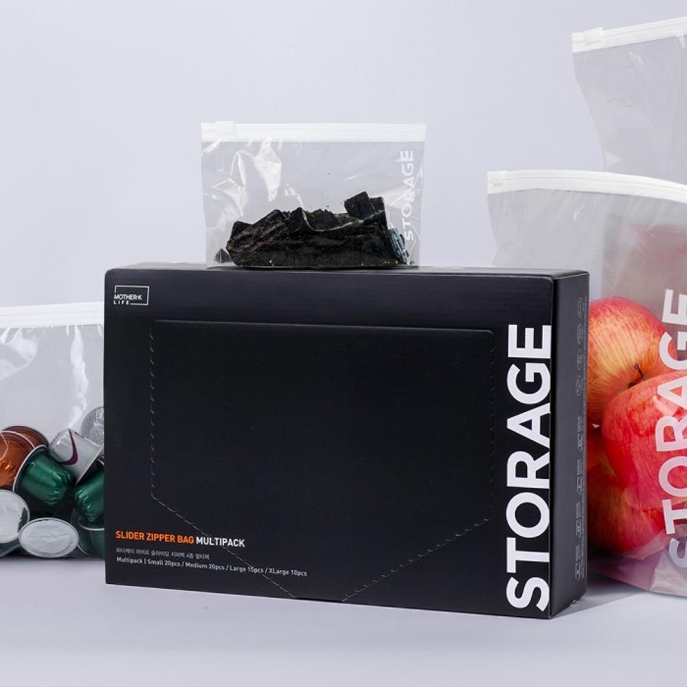 [명절추천🌕] 슬라이딩 지퍼백 4종 멀티팩 (S 20매+M 20매+L 15매+XL 10매) 총65매