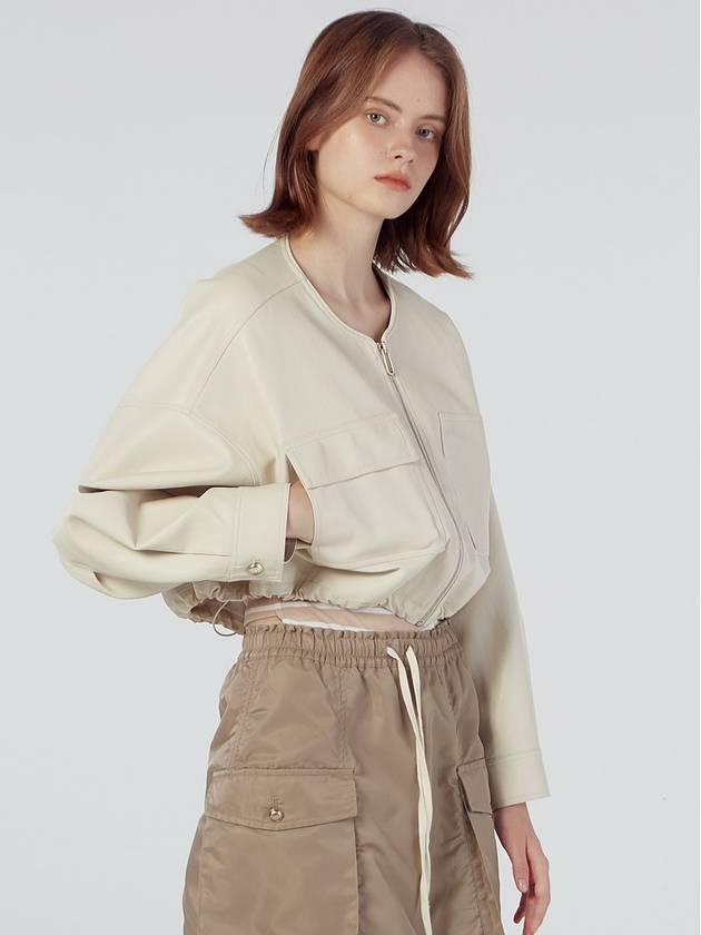 라운드넥 배색 블록킹 점퍼 CREAM   |   발란코드 [56107588]