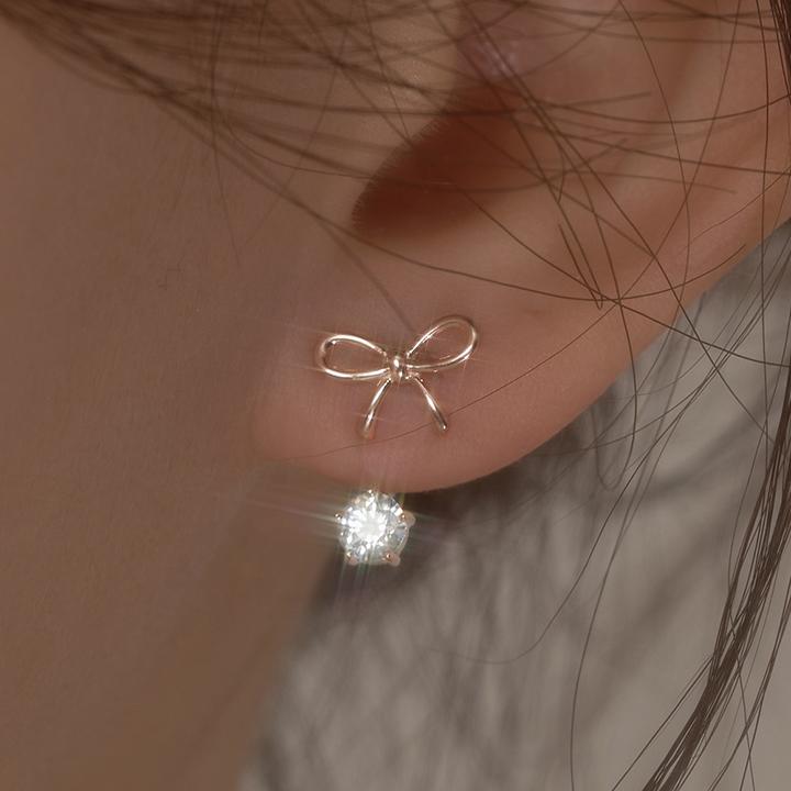 14k post 도벨 리본 투웨이 귀걸이