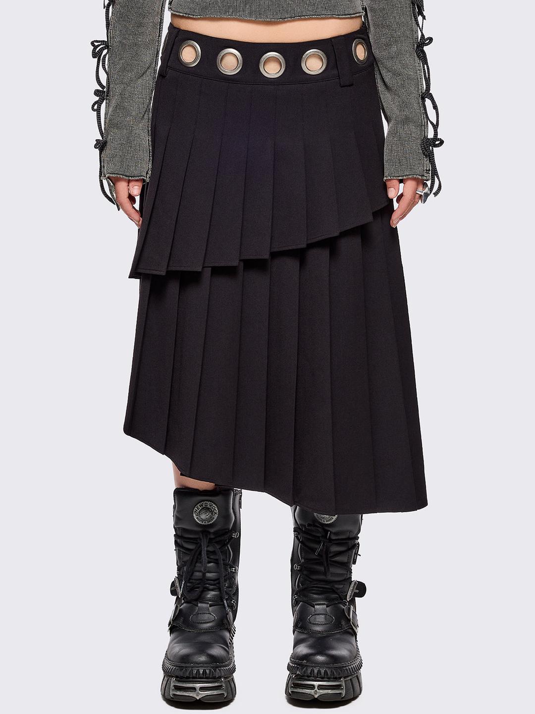 Valerie Pleated Skirt - XS / Black