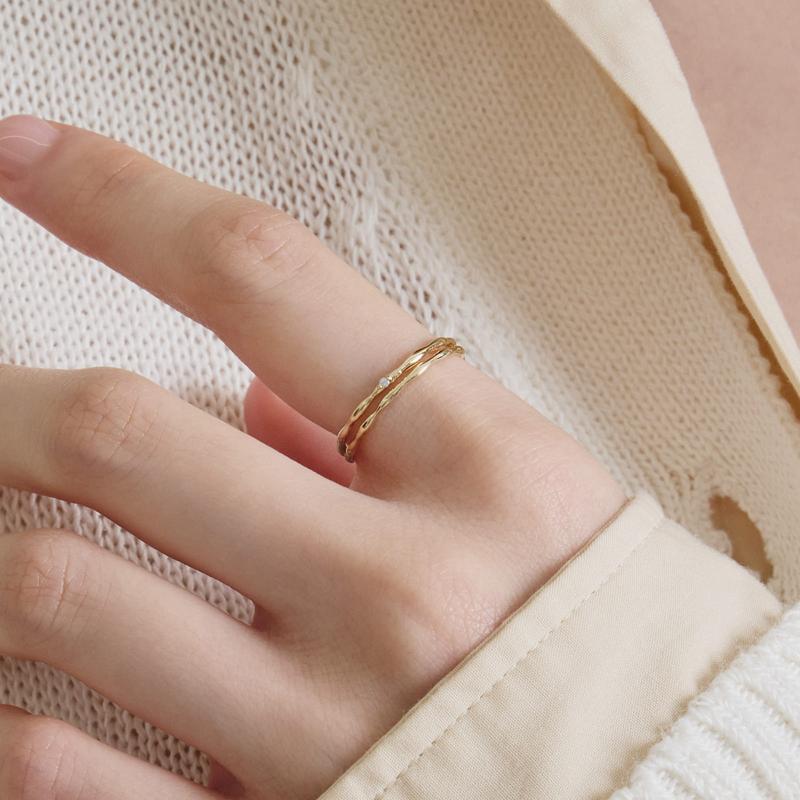 10K 글로시 멜팅 위아몬즈 반지