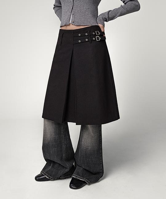 누아뮤트 크미렉 울 플리츠 미디 스커트 WOOL PLEATED MIDI SKIRT