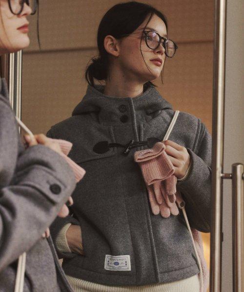 Crop Hood Wool Duffle Coat [MELANGE GREY]