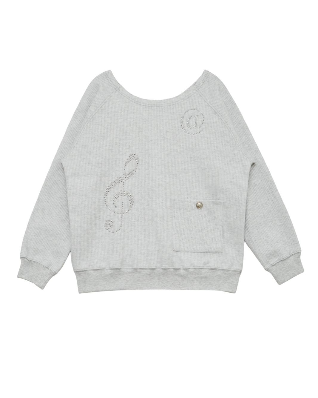 Metallic Symbol Cut-off Sweatshirt (White Melange)