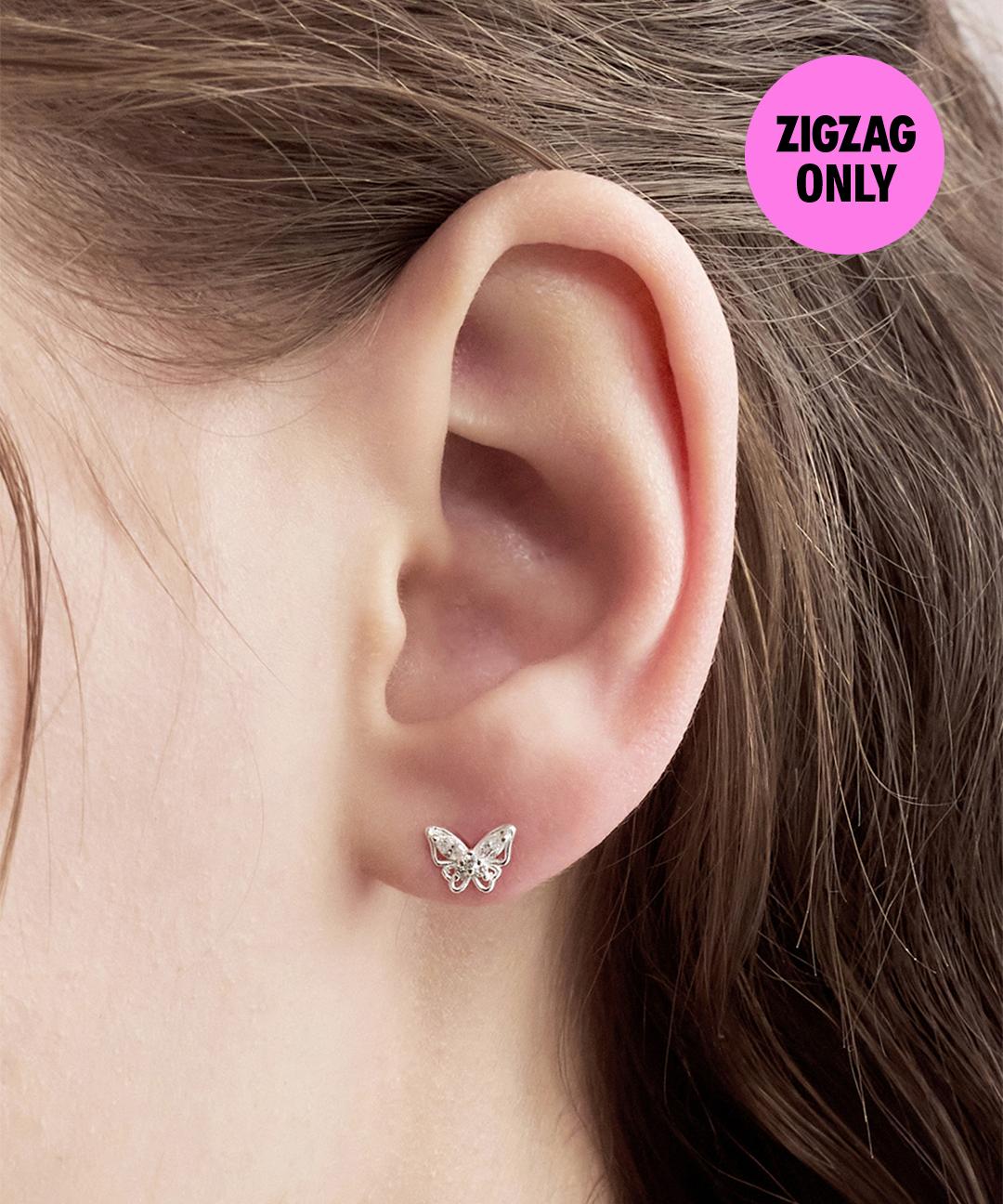 앵브록스 [지그재그 단독][프로미스나인 박지원 착용] glitter butterfly earring