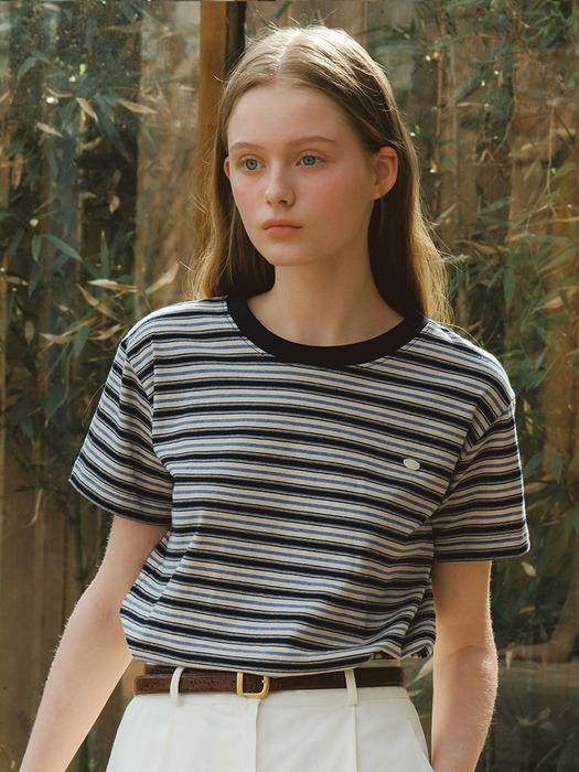 [단독] G Ticktock Stripe Half Tshirt_Navy