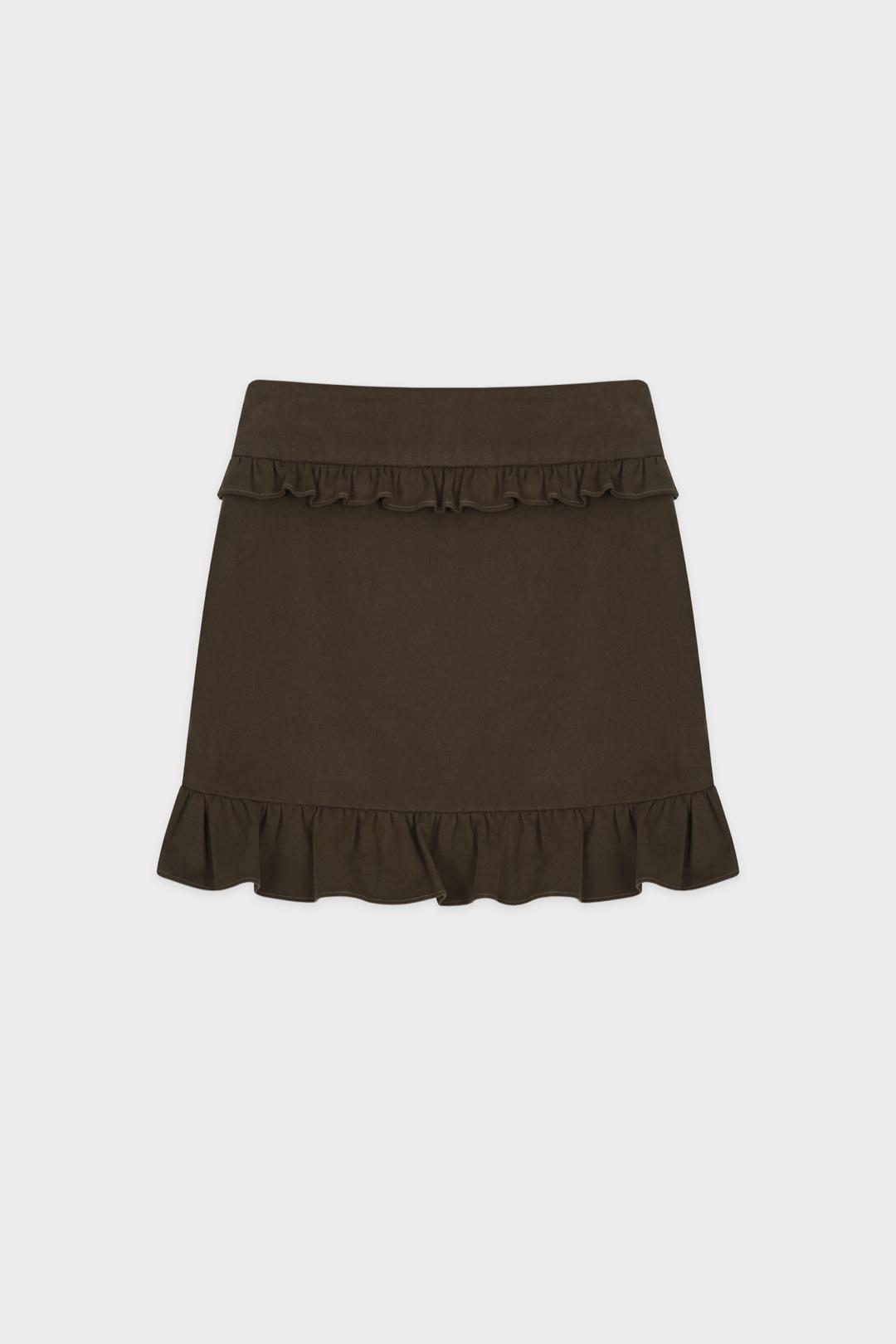 Frill Mini Skirt (Brown)