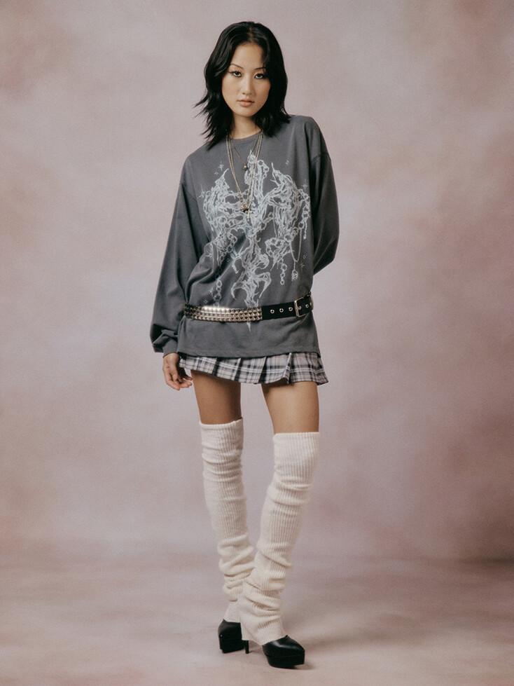 Goth Cross T Shirt CHARCOAL