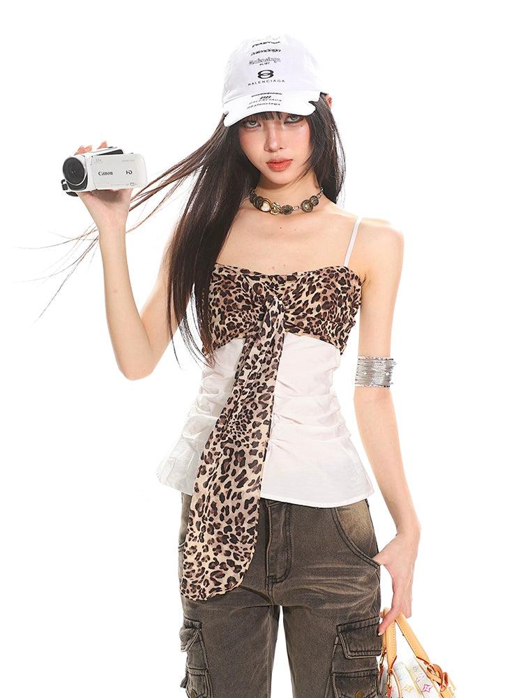 【25s Jun.】Leopard Tie-Strap Patch Cami Top