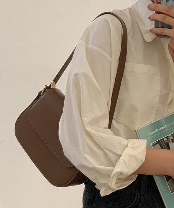 무료배송 [MD추천] 2way 모던 데일리 심플 베이직 일상룩 플랩 라운드 미니 숄더백 (핑크.아이보리.브라운) #호보백#크로스백끈증정