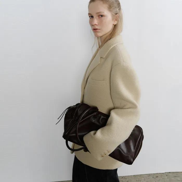 Hairy Wool Half Jacket_Yellow beige