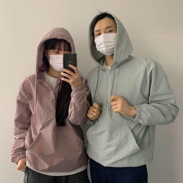 (7colors)[남녀공용]커플 아노락 바스락 바람막이 후드
