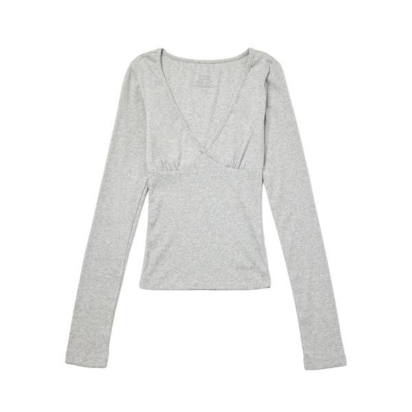 Cassie V Fitted Long Sleeves(Melange Gray)