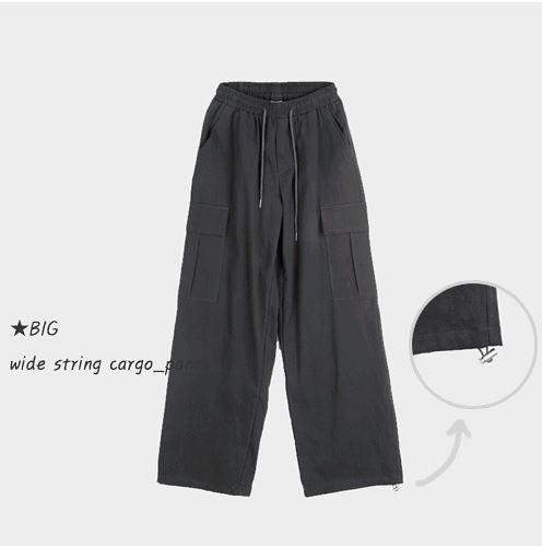 인더클로젯 (Unisex)빅 와이드 스트링 카고팬츠(3color)