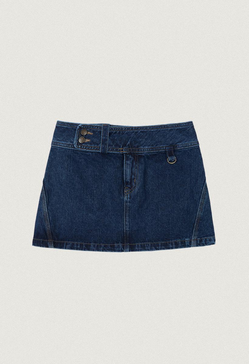 Nova curve mini denim skirt_Dark blue(O25-SK09)