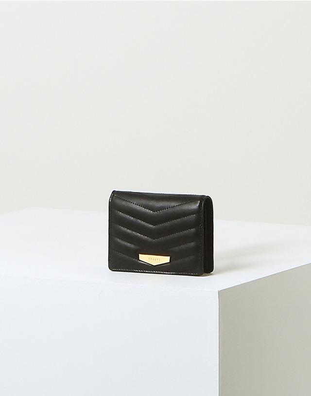 [populet]블랙 로고장식 소가죽 반지갑