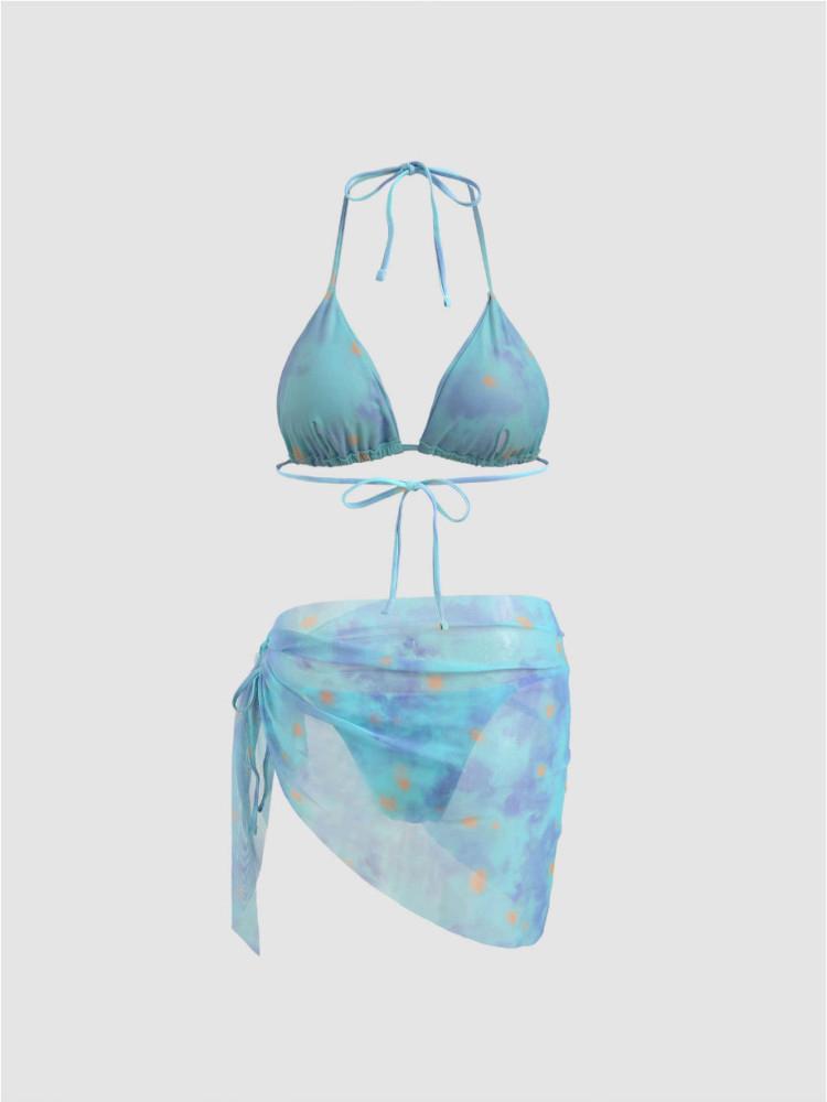 [Cider] 샵 사이더 Illusion Triangle Bikini Set With Sarong 일루전 트라이앵글 비키니 세트 랩스커트