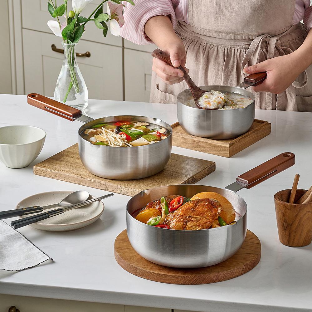 에비히슈테른 레카 IH 우드핸들 통삼중 편수냄비 3size