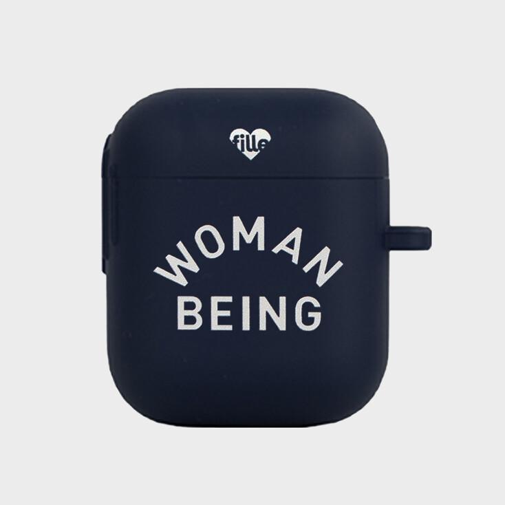 Woman Being Silicone AirPods Case - Navy