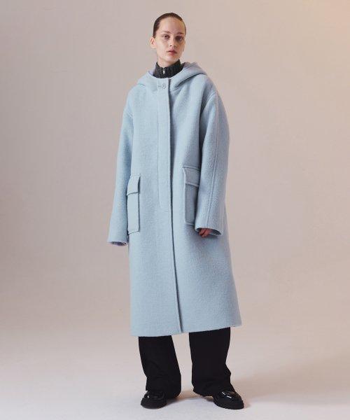 베이비 알파카 후드 코트 BLUE