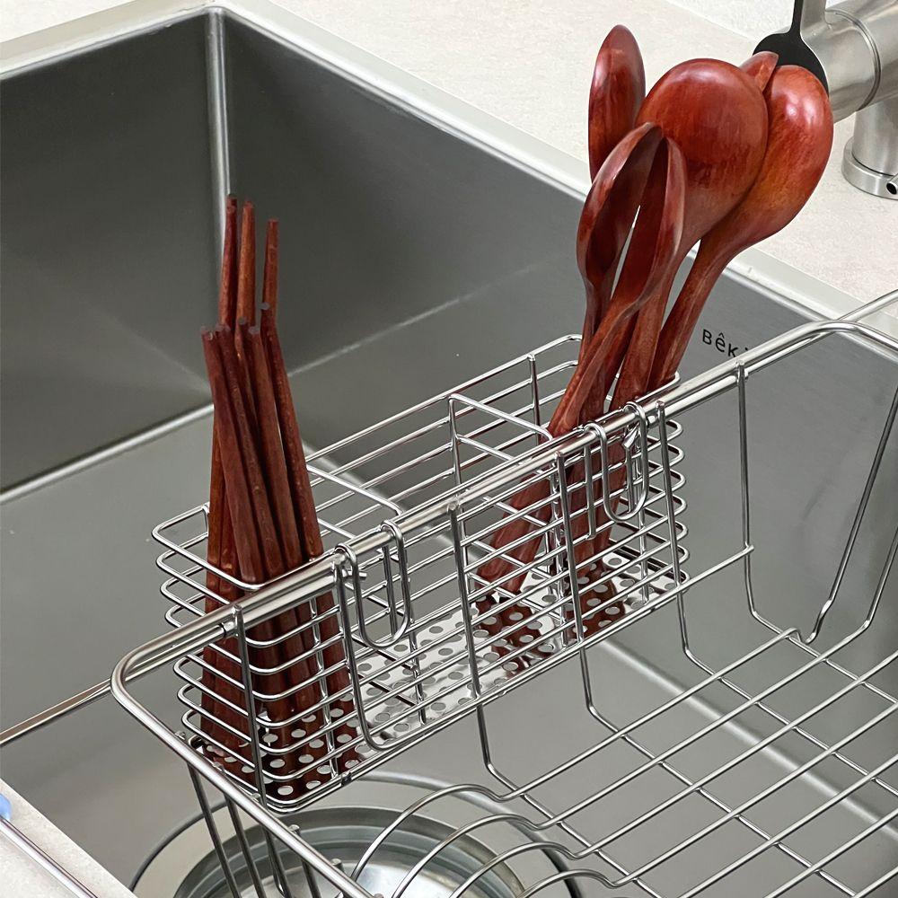 304 스텐 물빠짐 건조대 걸이형 수저통 조리도구통 사각 수저집