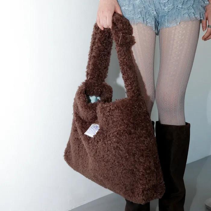 [rossmoor]Teddy fluffy big bag _ dark brown