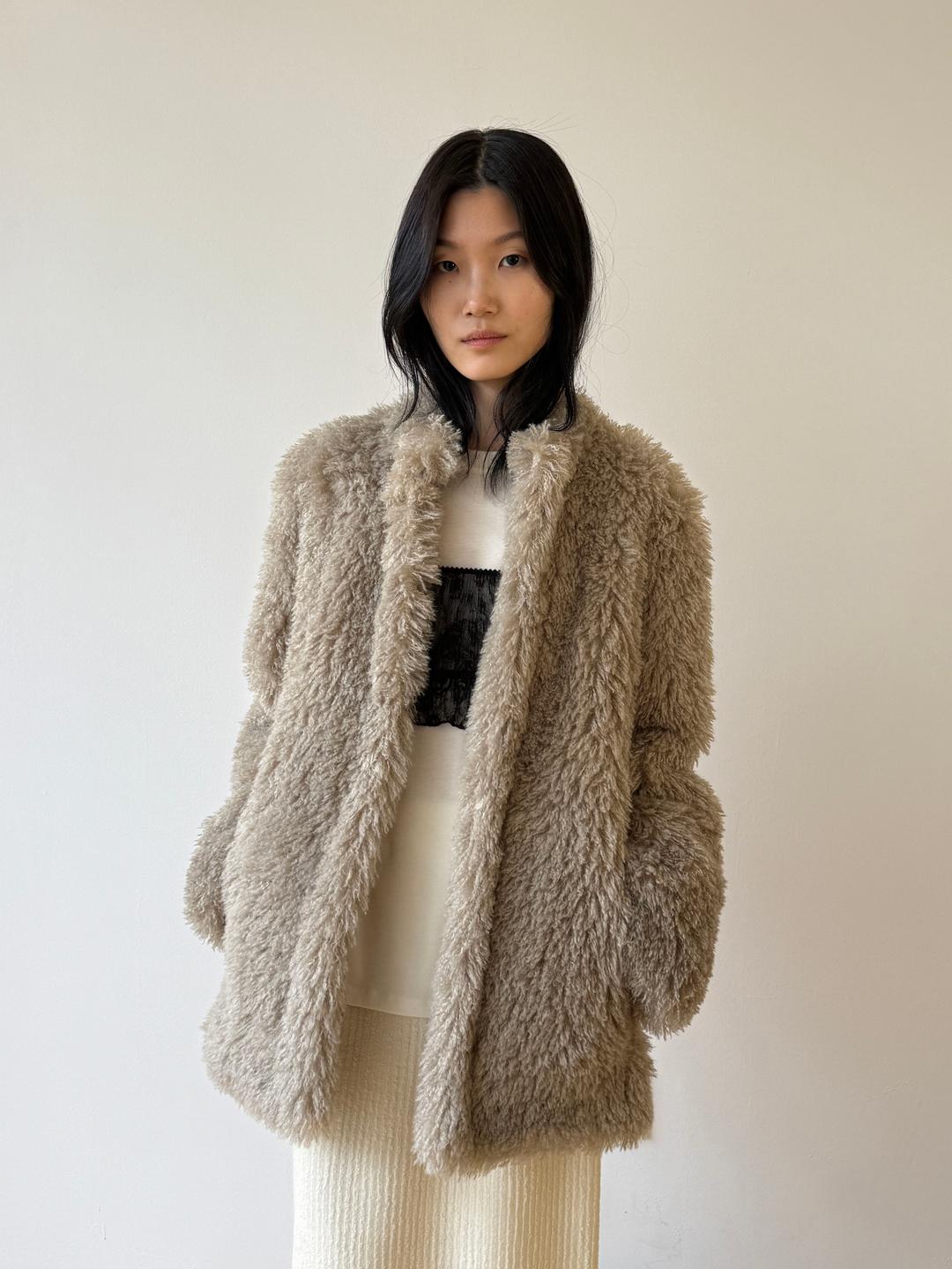 Diane shearling coat (ash beige)