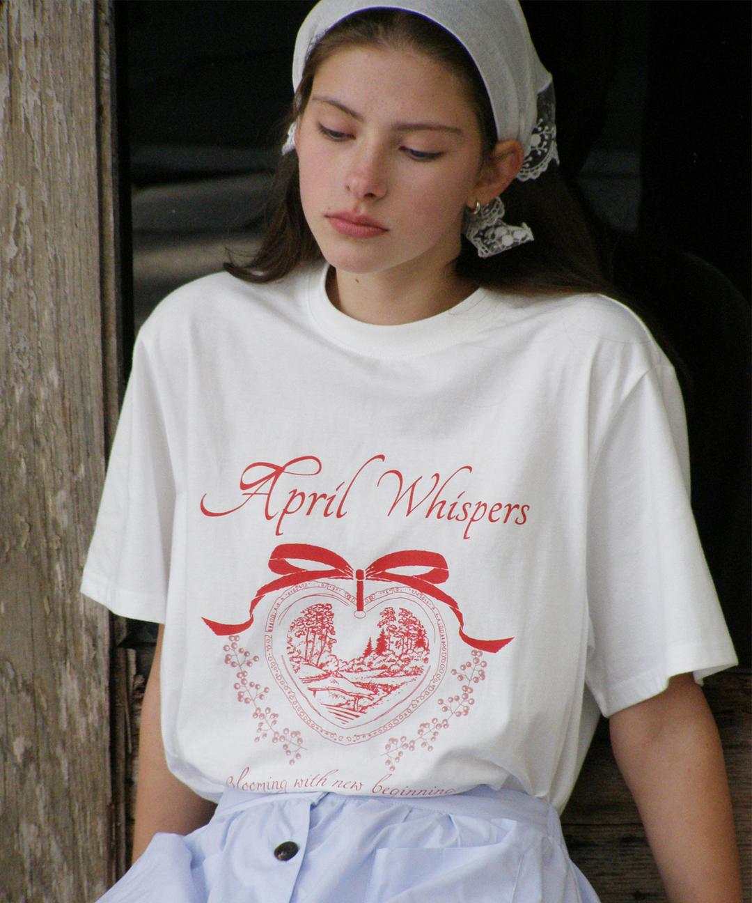 April Whisper Oversized Fit Short Sleeve T-shirt ( White )