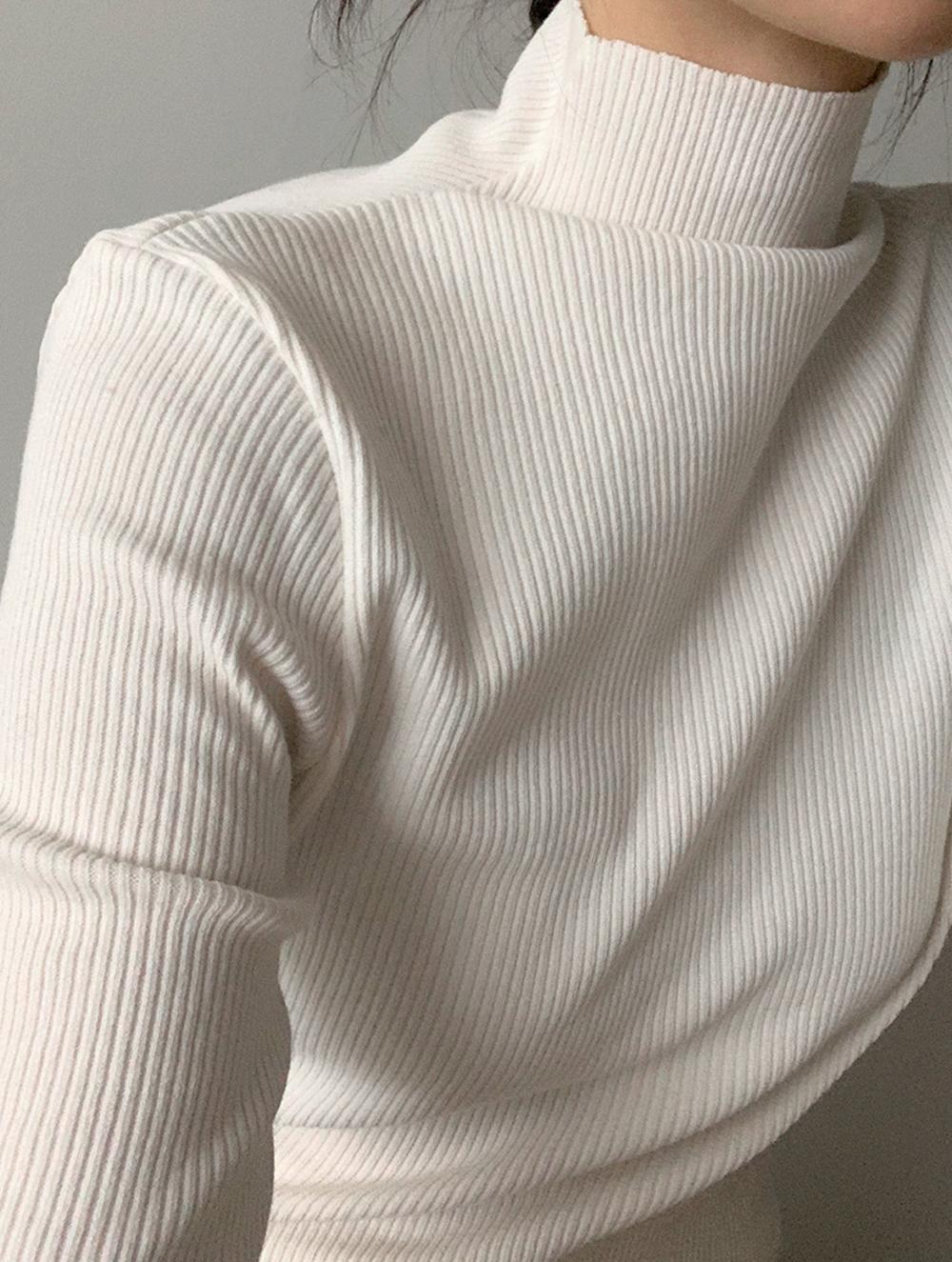 오브이베브 Neck buttons T-shirt겨울/반폴라/모크넥/하프넥/뒷버튼/골지/니트/티셔츠/삿포로/일본/여행/출근룩
