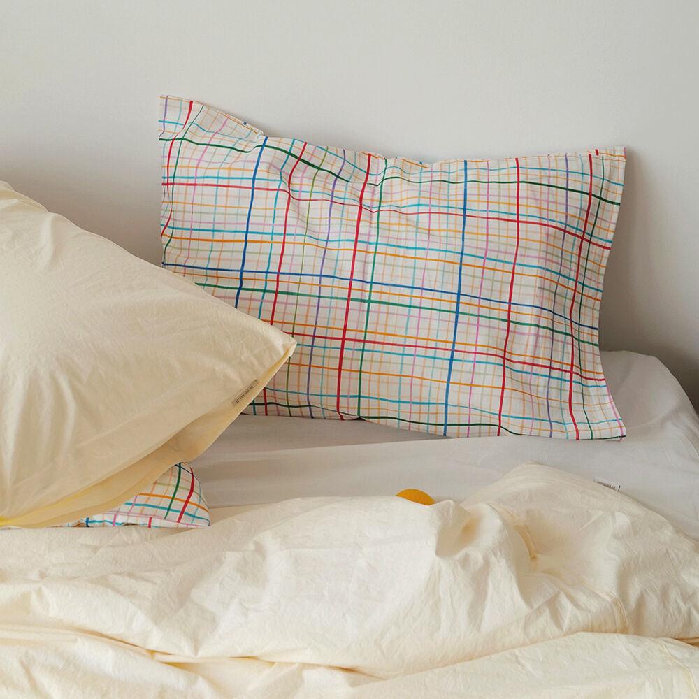 Rainbow check pillow cover