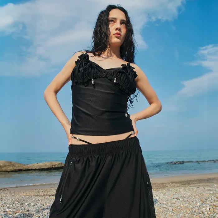 G_PUFF SHIRRING SLEEVELESS / BLACK