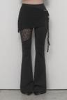 See Through Lace Lap Bootcut Pants (Black)